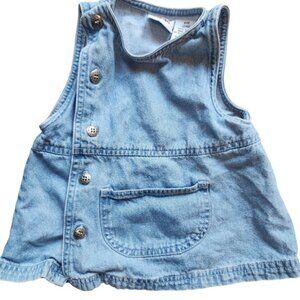 French Toast Denim Pinafore Dress Baby Girls 12 Months Button Front Pocket